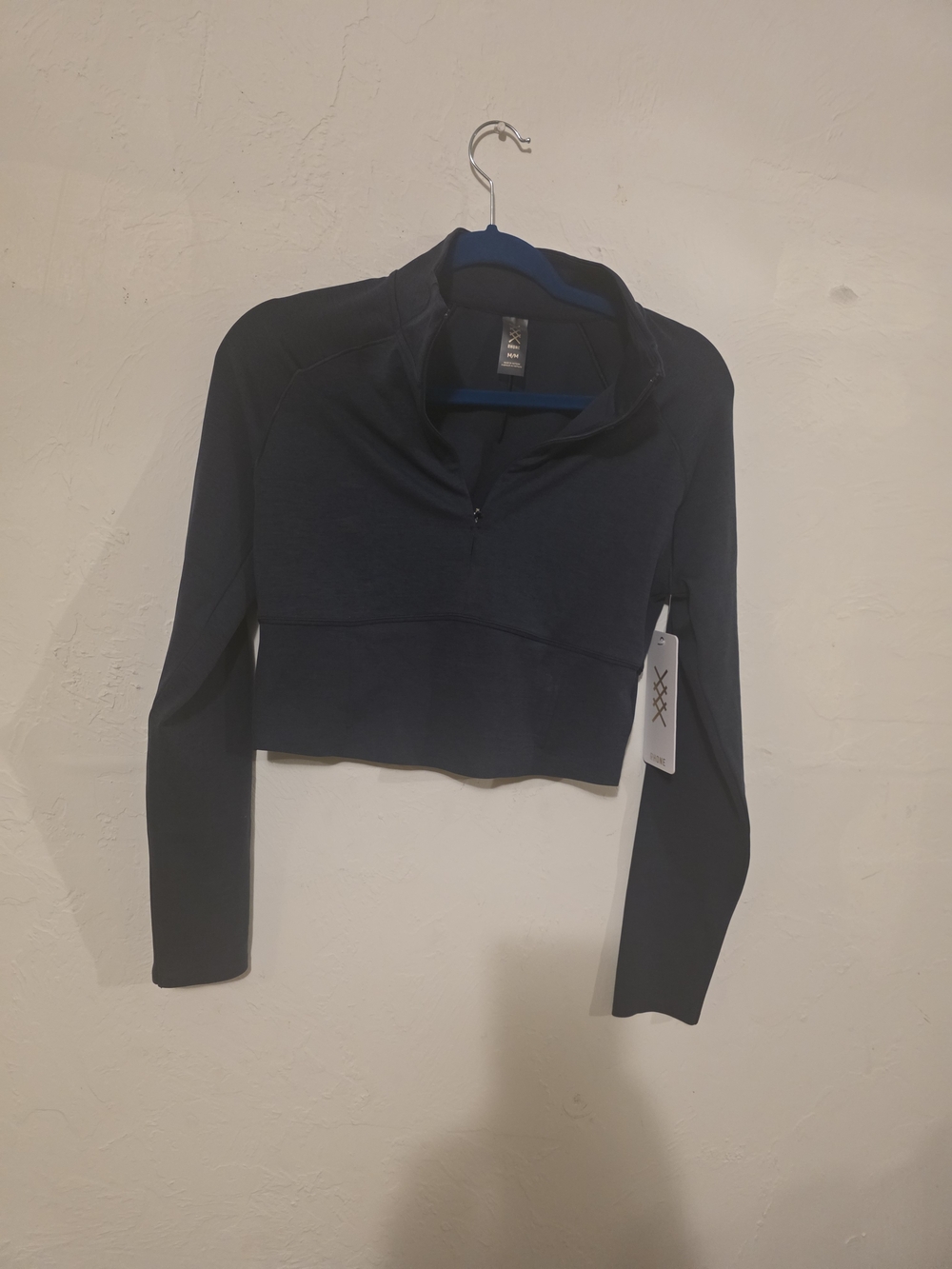 Cropped Quarter-Zip Performance Top - Navy